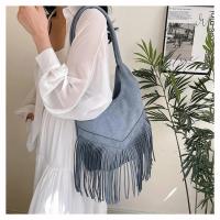 Bolso grande de viento para mujer, bolsa de hombro de cuero abrasivo con flecos, a la moda, Europa y Estados Unidos, 2025 - details 13