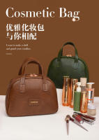 Bolsa de maquillaje Vintage de cuero encerado para mujer, gran capacidad, moderna, de alta gama, bolsa de almacenamiento portátil para el cuidado de la piel, novedad de 2025 - details 1