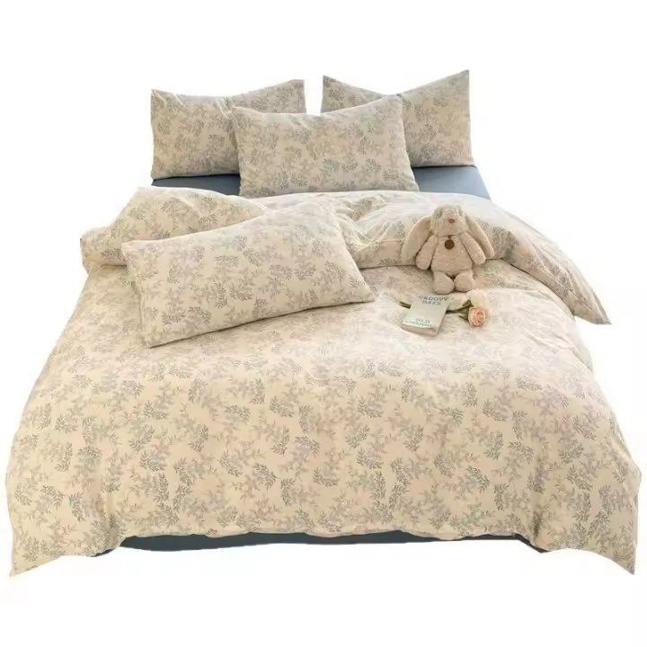 Funda de edredón individual de algodón lavado de cuatro piezas, nube fresca y suave, juego de cama de tres piezas para dormitorio de estudiantes - 1