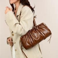 Bolso de hombro de piel sintética sintética para mujer |   Estilo Urbano Casual con Cierre de Hebilla |   Gran capacidad, diseño plisado. |   Ideal para oficina y compras. |   Disponible en marrón claro, negro, beige, café, bolso de mensajero - details 5
