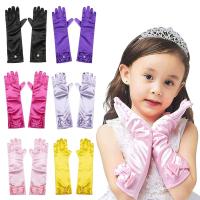Guantes largos de baile de princesa para niños, manoplas de dedo completo, lazo de lentejuelas satinadas, regalos de cumpleaños - details 6