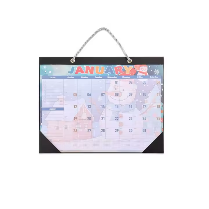 Calendario colgante colorido de diseño único planificador de calendario de pared de dibujos animados 2025 ​   Práctico calendario escolar de escritorio arcoíris - 1