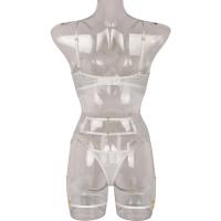 Lencería erótica, ropa interior sexy de encaje hueco, conjuntos exóticos transparentes, conjunto sensual de sujetador y bragas con aros con ligas - details 13
