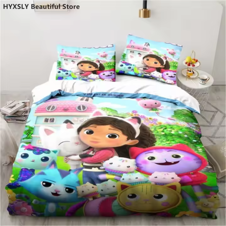 Juego de Ropa de Cama 3D de Gabby's Dollhouse Funda de Duvet de Dibujos Animados - 1