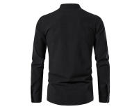 Camisas de lino y algodón para hombre con cuello mandarín, manga larga, estilo cómodo para otoño-primavera - details 9