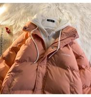 Versión de moda coreana, ropa de algodón de ocio para invierno, chaqueta gruesa multifuncional falsa con dos bolsillos y cremallera para mujer - details 17