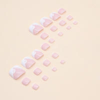 Juego de uñas de los pies postizas extraíbles, Kit de manicura en casa, Margarita blanca brillante - details 7