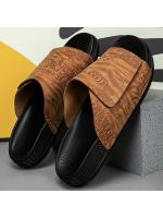 Sandalias retro de suela gruesa para el hogar, de alta gama, de moda de verano, con textura de cuero, estilo nuevo, para exteriores, informales, para hombre. - details 3