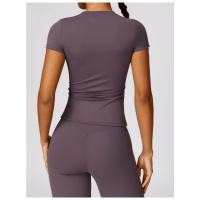 Camiseta deportiva ajustada para mujer, camiseta deportiva de secado rápido de alta elasticidad para fitness, yoga, ropa deportiva de manga corta - details 8