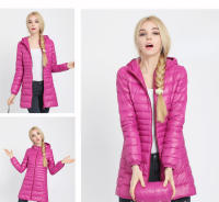Chaqueta de Plumífero Cálido y Largo para Mujer con Capucha, Bolsa de Almacenamiento Portátil, Abrigo de Moda en Talla Grande - details 11