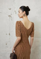 BGTEEVER-vestido ajustado a cuadros para mujer, prenda elegante de manga corta, ceñido a la cadera, con cuello oblicuo, para primavera y verano - details 25