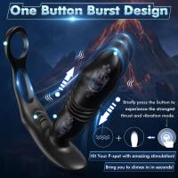 Masajeador de próstata con consolador anal con 12 vibraciones, 3 anillos de empuje para el pene, tapón anal, juguete sexual para adultos, juegos sexuales para parejas masculinas y femeninas. - details 3