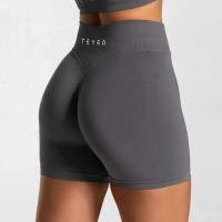 TEVEO Impact Women Fiess Sports Biker 4.5" Banda baja acanalada Pantalones cortos de yoga Entrenamiento Scrunch Butt Leggings sin costuras - details 4
