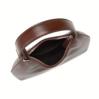 Bolso de hombro de media luna para mujer - Bolso retro para axila con cierre de cremallera, bolso de mano de cuero de grano superior de gran capacidad para desplazamientos y viajes, bolso de mano versátil en café, marrón claro, blanco, rosa, negro - details 1