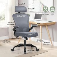 Silla de oficina ergonómica, silla de ordenador, soporte lumbar ajustable, reposacabezas 3D y reposabrazos plegables, respaldo de malla transpirable, 300 lbs (gris oscuro) - details 1
