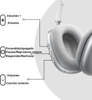 Auriculares inalámbricos Bluetooth con sonido de alta fidelidad Auriculares supraaurales Diadema Batería de larga duración Auriculares ajustables y giratorios Almohadillas de espuma viscoelástica Tapones metálicos para los auriculares Cancelación de ruido - details 2