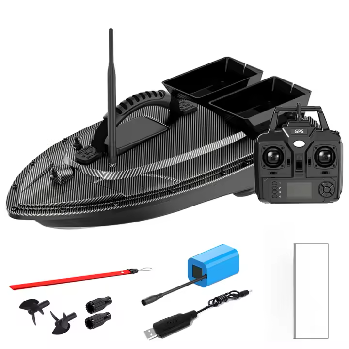 Barco de Cebo RC Automático de Retorno GPS 40 Puntos Posicionamiento 2 Hoppers 1.5KG - 1