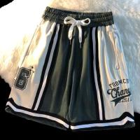 Vintage hiphop bordado baloncesto hombres pantalones cortos casuales tendencia americana calle alta pareja estilo universitario pantalones deportivos 202 - details 6