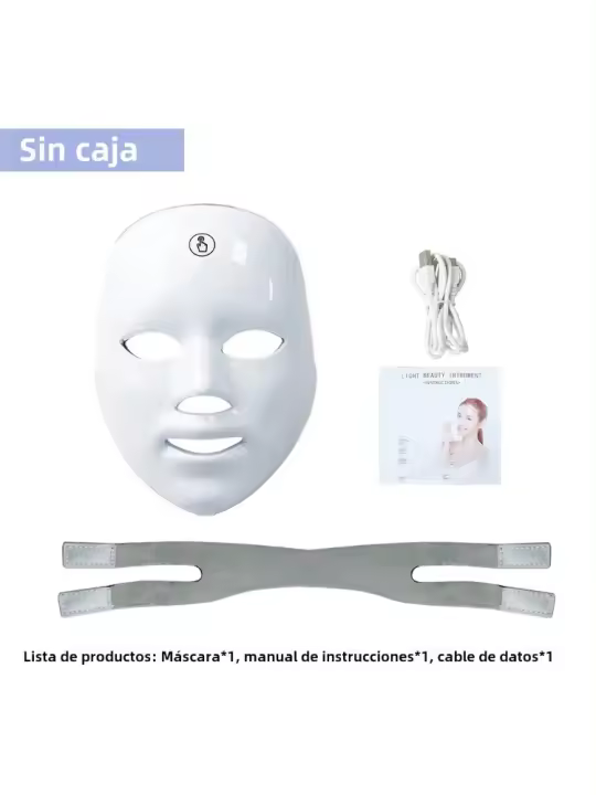 Máscara de Luz LED para el Rostro Terapia Fotónica de 7 Colores Rejuvenecimiento de la Piel - 1