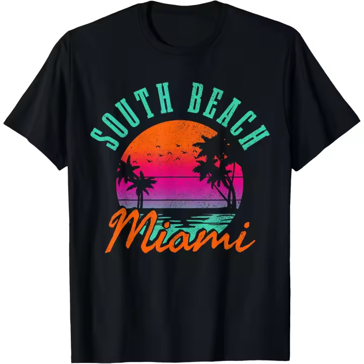 Camiseta de regalo de recuerdo de South Beach Miami Retro Florida USA para hombre - 1