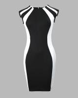 Vestidos elegantes de fiesta y discoteca para mujer, moda de verano 2023, cansados ​​con cuello redondo y bloques de color, negro informal - details 0