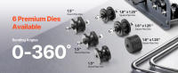 SucceBuy Dobladora de rodillos para tubos, Dobladora de rodillos para tubos manual de 1-1/2" máx. con 6 troqueles, 360 °   Herramienta para doblar tubos de aluminio y cobre para tubos cuadrados, redondos y de barra plana. - details 1