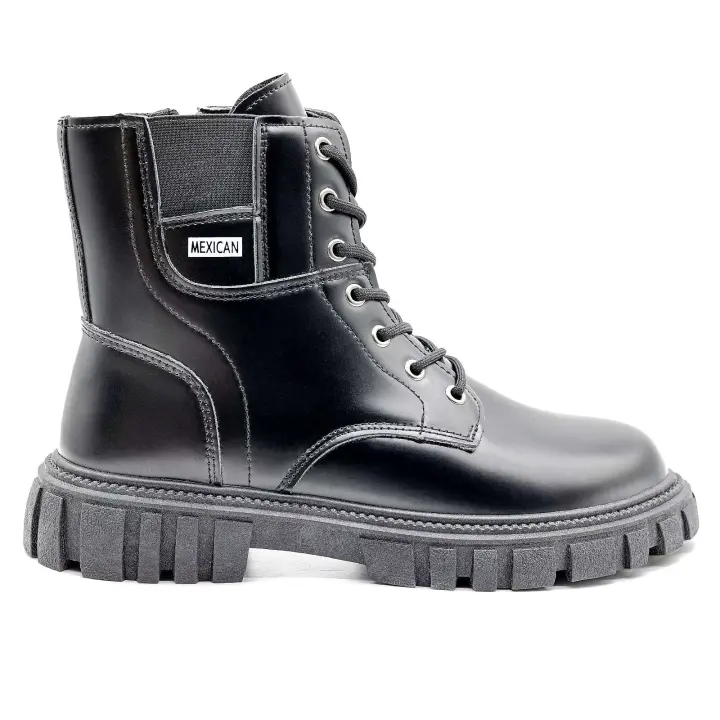Zapatos genuinos de moda de gran tamaño para invierno con piel, botas de cuero informales impermeables hechas a mano cálidas para hombre - 1