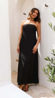 Vestido largo de satén de Color liso para mujer - details 18