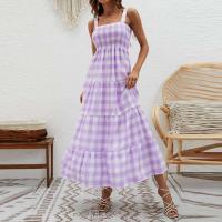 Vestidos largos bohemios para mujer, ropa sin mangas a cuadros, informal, para vacaciones y playa, verano - details 7
