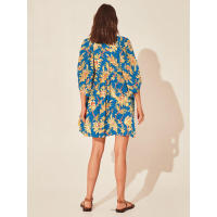 Vestido corto de vacaciones de playa de rayón informal suelto con lazo floral para mujer de moda de verano - details 128