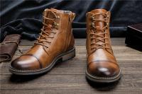 Botas de cuero cómodas para hombre, botines Retro, talla 7 a 13, a la moda, para Primavera, 2023 - details 9