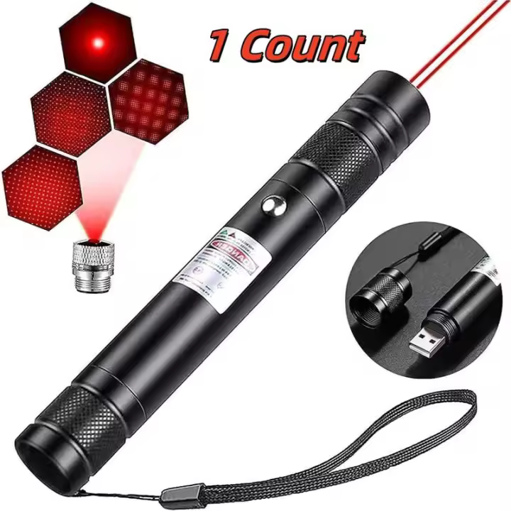 Juguete Láser para Mascotas USB Recargable Portátil, Interactivo para Interior y Exteriores, Juego de 1/2 Counts - 1
