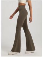 Pantalones desnudos de cintura alta para mujer, pantalones elásticos con parte inferior acampanada para ejercicio físico, informales, para correr al aire libre, Yoga - details 4