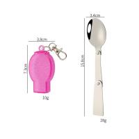 Cucharas pequeñas ligeras de bolsillo de acero inoxidable plegables VIE para exteriores, tenedores, herramientas de picnic para acampar, villas - details 21