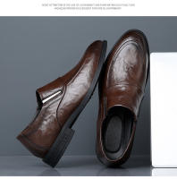 Cuero de un pedal cubierta de pie transpirable vestido de negocios de tacón plano zapatos de cuero pequeños casuales británicos - details 20