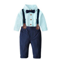 Conjunto para niños, cárdigan de manga larga a rayas a la moda para primavera y otoño, ropa Formal para niño con flores, monos, conjunto de dos piezas - details 1