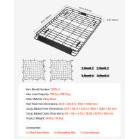 Canasta Universal para Portaequipajes de Techo SucceBuy, 162.56 x 127 x 10.41 cm, Portaequipajes de Techo con Dos Redes de Carga de 35.4 x 39.4 Pulgadas, Capacidad de 68.04 kg, Acero Aleado Resistente con Recubrimiento Antioxidante, Apto para SUV, Camione - details 8
