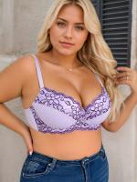 Sujetador de talla grande con diseño fino, espalda bonita, lencería sexy de talla grande con banda de acero para dar forma, color morado. - details 2