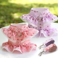 Conjunto de Correa de arnés para Mascotas Ajustable con Encaje Floral Ropa de Perro Linda para Cachorros Accesorios de Arnés para Perros - details 0
