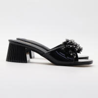 Tacones altos con tiras, tacones gruesos, perlas versátiles, sencillos. - details 4