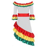 Vestido español flamenco tradicional mujer con volantes, manga larga, dobladillo inclinado, vestido baile Rumba para fiesta Rave - details 5