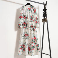 2024 mujeres Maxi vestido Casual de manga larga de cintura alta playa Mujer vestidos de gasa vestidos florales Mujer nuevo - details 45