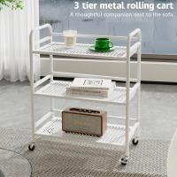 Carrito Cocina,Carro Auxiliar de Metálicos de 3 Niveles Cocina o Multiuso con Ruedas,para el hogar,60×30×75cm,Blanco - details 19