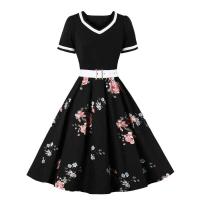 Vestido de Punto de Polka Dot Vintage 2024 Estilo Rockabilly Retro para Mujeres - details 13