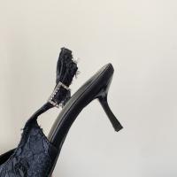 Bolsa de alta costura francesa sandalias de cabeza feminidad socialite encaje puntiagudo tacón fino con zapatillas geniales de tacón alto - details 37