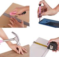 Llave de trinquete multifuncional 39 en 1 para reparación del hogar con caja de herramientas rosa para carpintería y electricidad - details 4