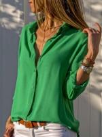 Blusa de Chiffon Suave y Elegante Camisa Larga con Cuello de Cuentas Tunicas de Oficina para Mujeres Tops de Talla Grande 2023 - details 6