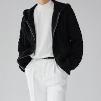 Primavera otoño suéteres con capucha para hombres cárdigans de moda prendas de punto Tops masculinos - details 4