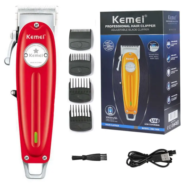Kemei-cortadora de pelo profesional inalámbrica para hombre, máquina eléctrica de metal para Barba, 1956 - 1