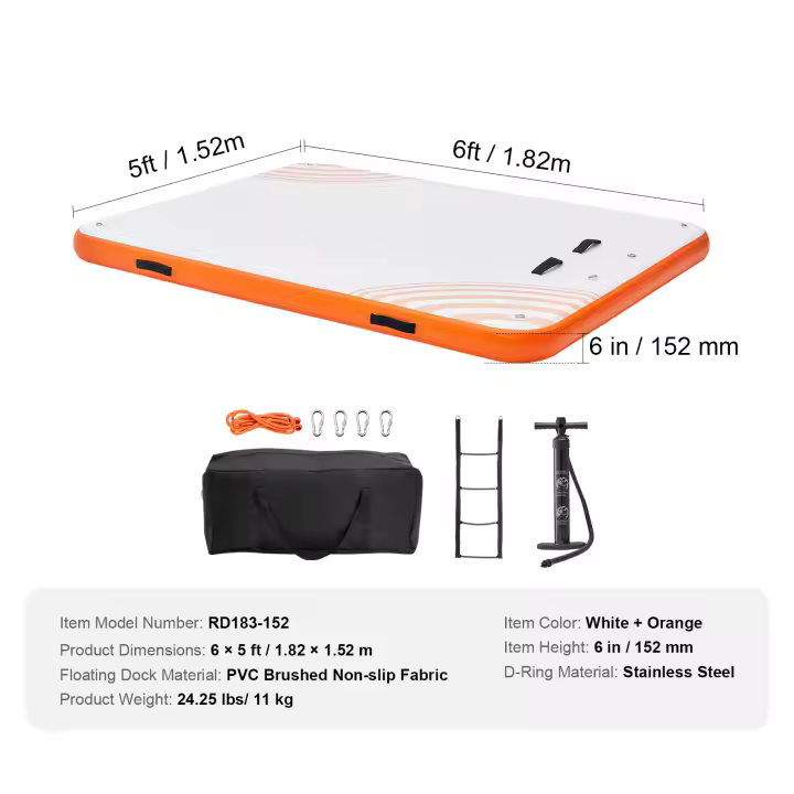 SucceBuy Muelle flotante inflable, plataforma de agua antideslizante, bolsa de transporte portátil y escalera desmontable, balsa de isla flotante - 1